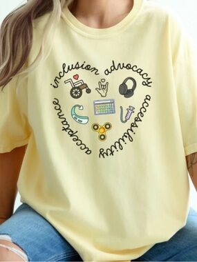 Comfort colors Inclusion Advocacy Heart T-shirt Special Education/ Therapy large